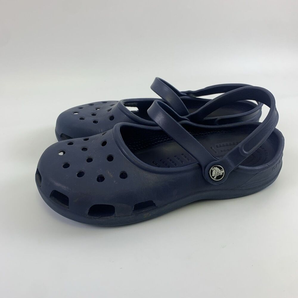 Crocs Shayna Mary Jane Slingback Navy Blue Round Toe Comfort Clog Slip Womens 8 - Picture 2 of 15